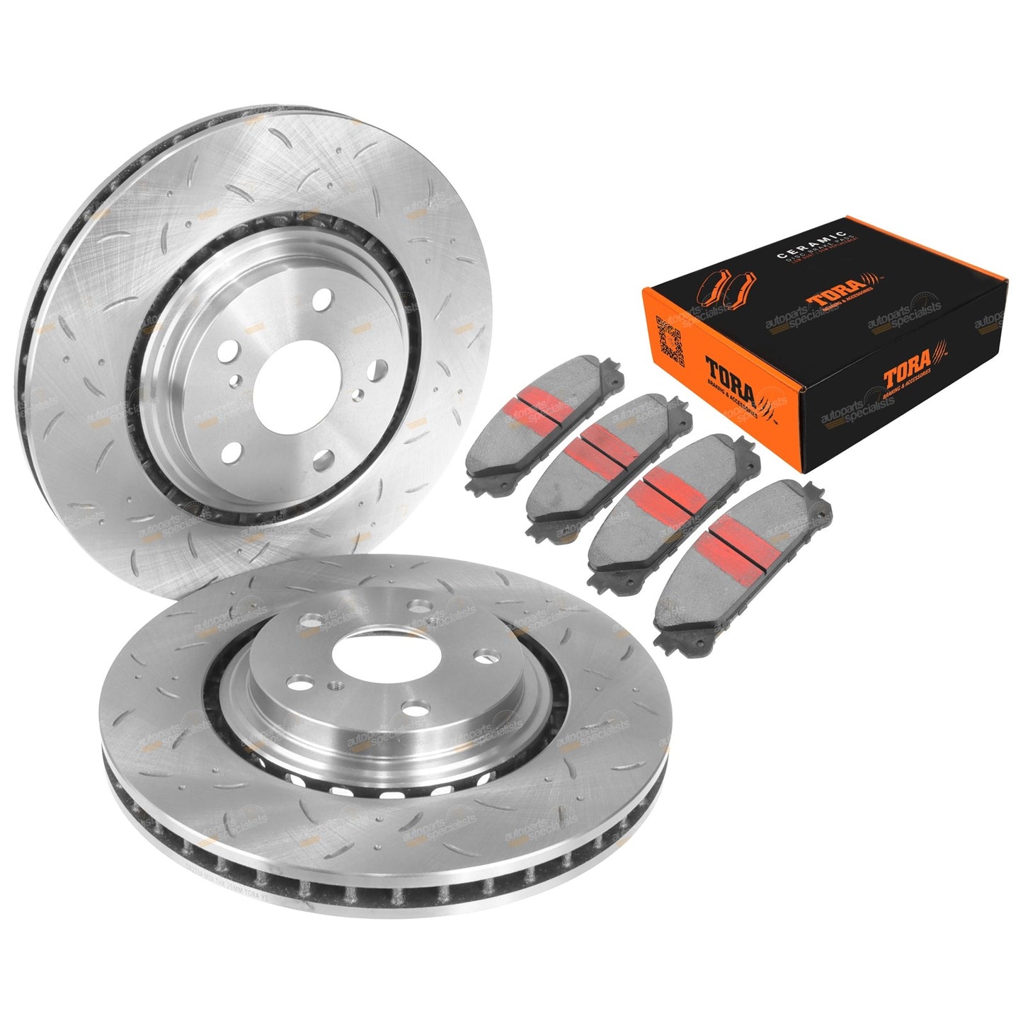 Front Slotted Dimpled Disc Brake Rotors + Pads for Kluger (2007–2019)