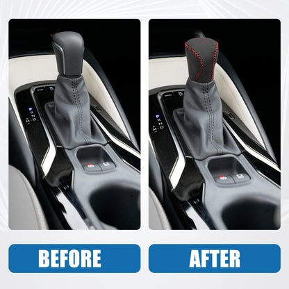 Gear Shifting Knob Cover for Hyundai Elantra 2004-2011 Faux Leather Black Red