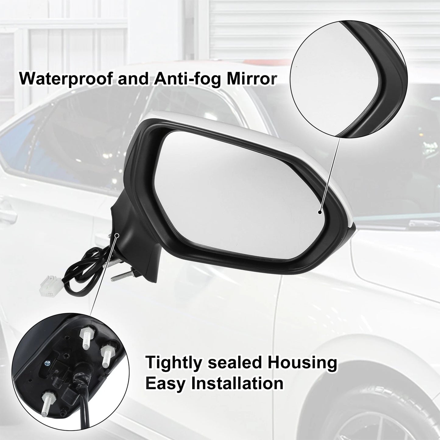 3 Pin Right Side Exterior Door Mirror Assembly for Toyota Corolla (2020–2022)