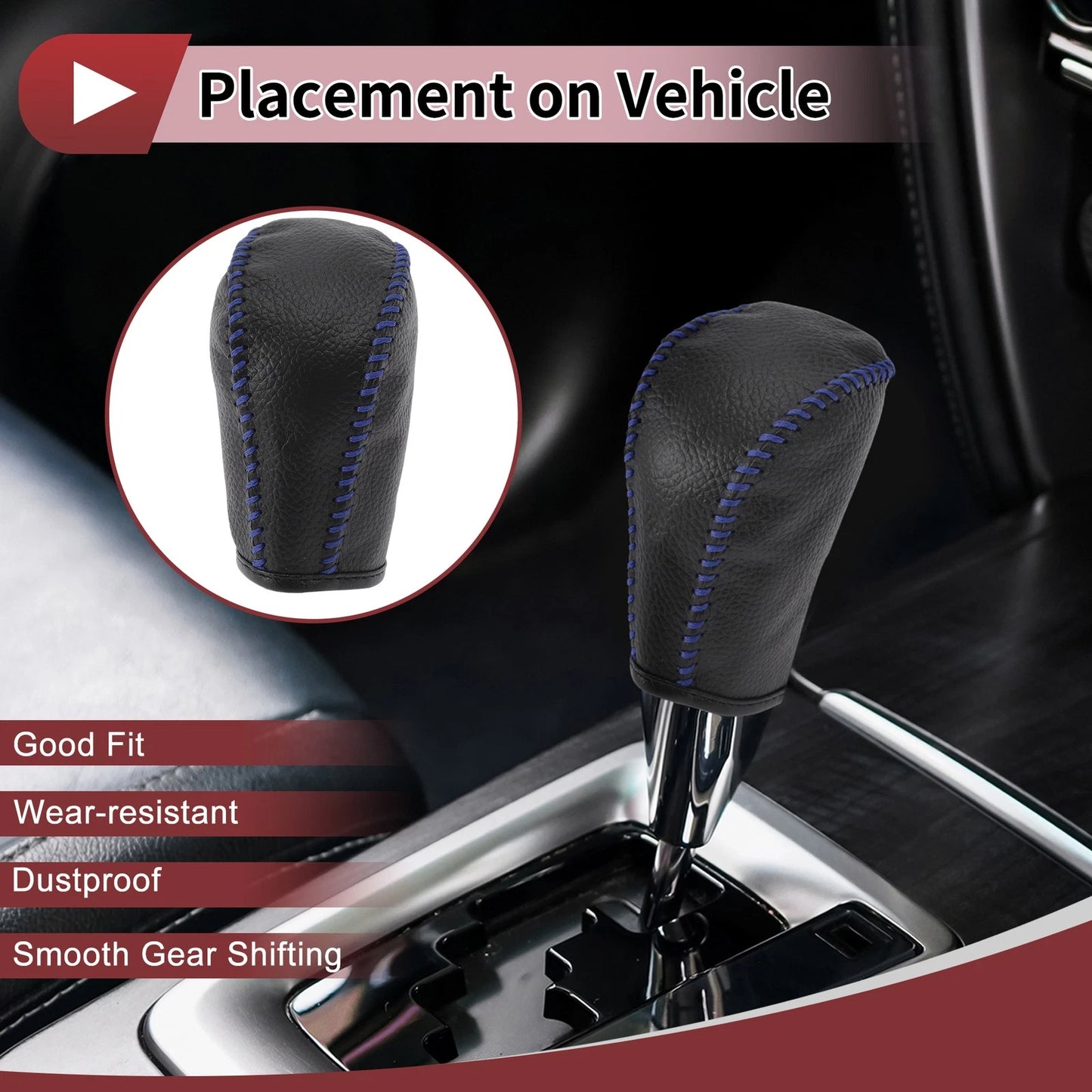 1Pc Gear Shift Knob Cover for Subaru Forester (2006–2012) Blue Faux Leather