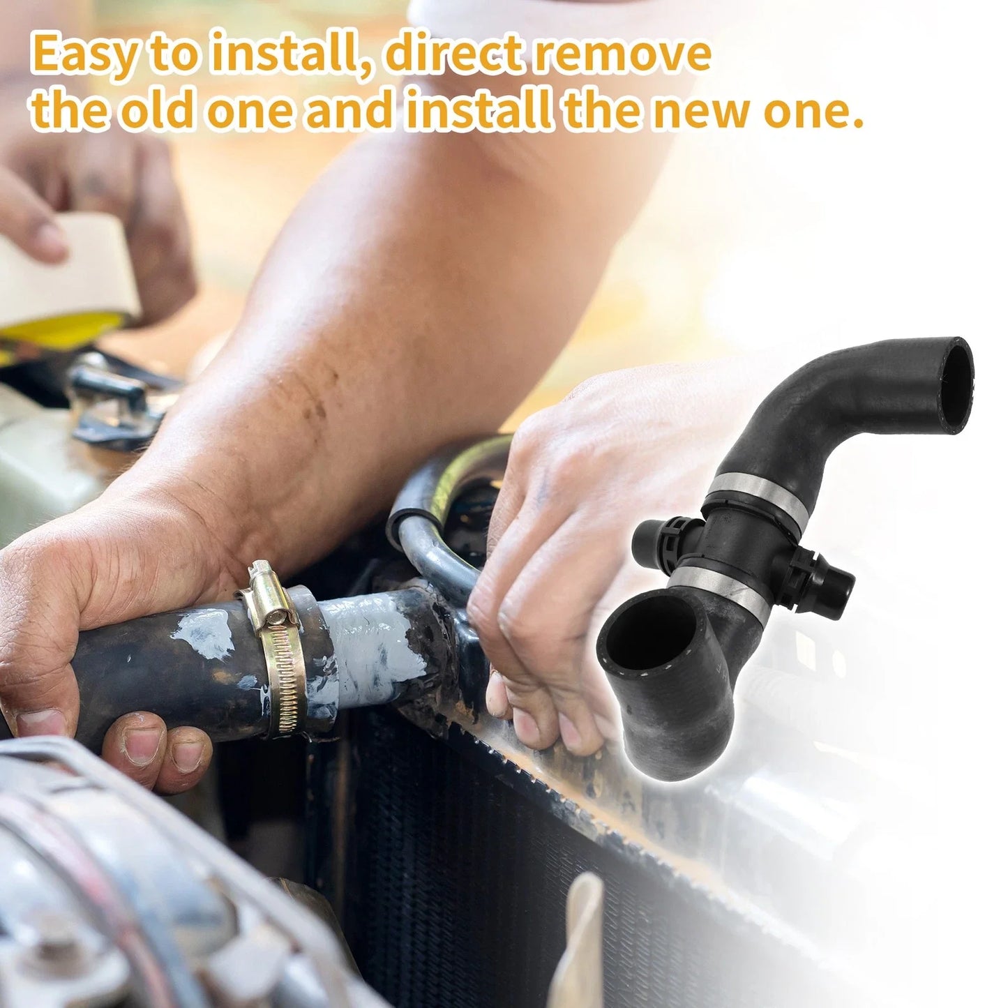 2.0L Heater Hose Rubber Black for BMW 528i xDrive (2012-2014)