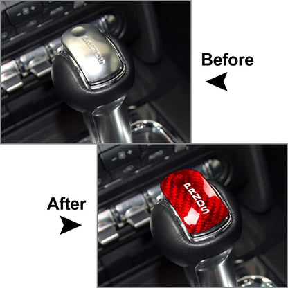 Gear Shift Knob Cover Trim for Ford Mustang (2015–2023) Carbon Fiber Red