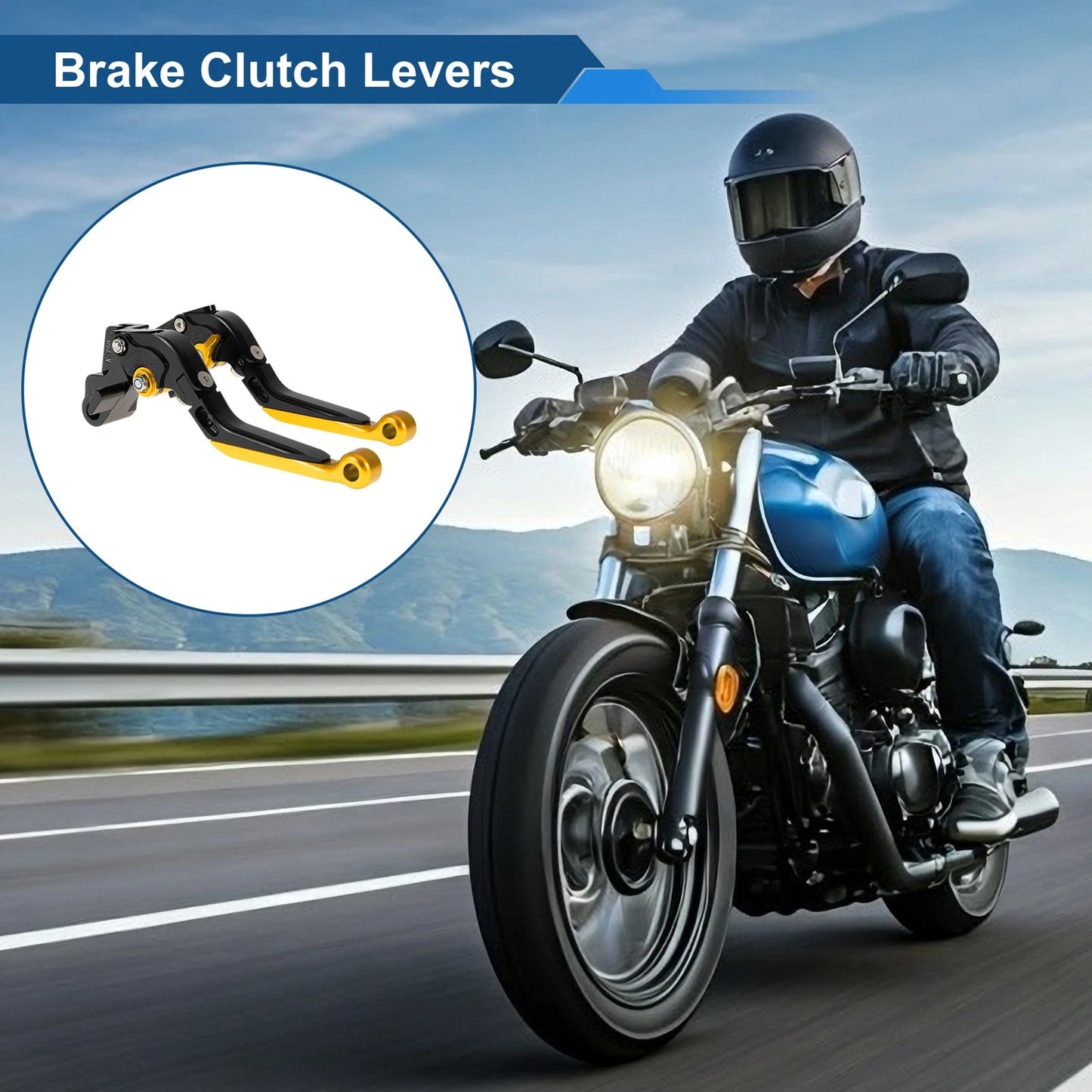 Adjustable Brake Clutch Lever for Kawasaki ER-5 (2004–2005) Black Gold Tone