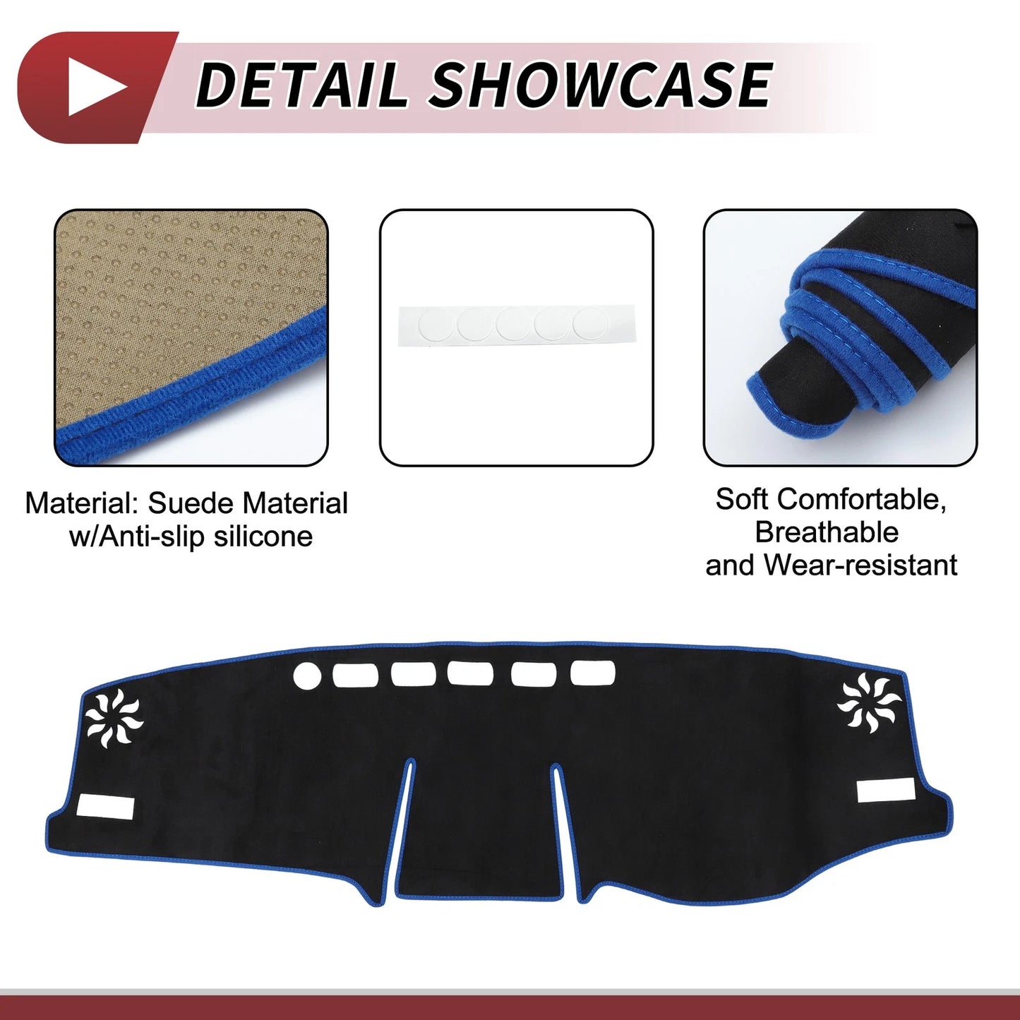 Dashboard Cover Mat for Toyota RAV4 (2019–2021) Sun Protector Pad Black Blue