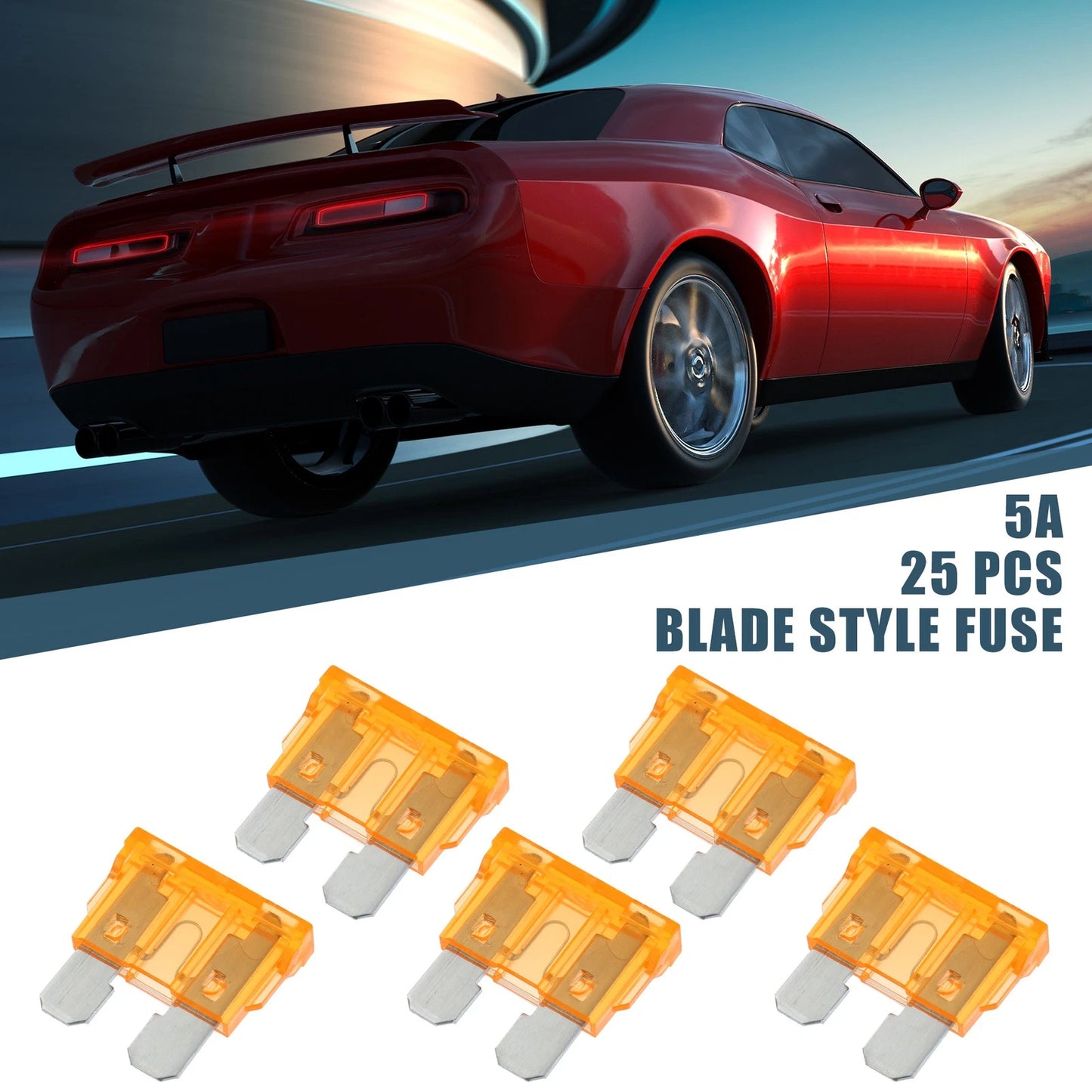 25pcs Blade Style Fuses 5A for Car Boat Truck SUV Motorcycle (Universal)