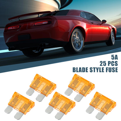 25pcs Blade Style Fuses 5A for Car Boat Truck SUV Motorcycle (Universal)