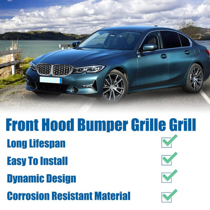 Front Hood Bumper Grille for BMW 330i 330e M340i Diamond Star Silver Tone