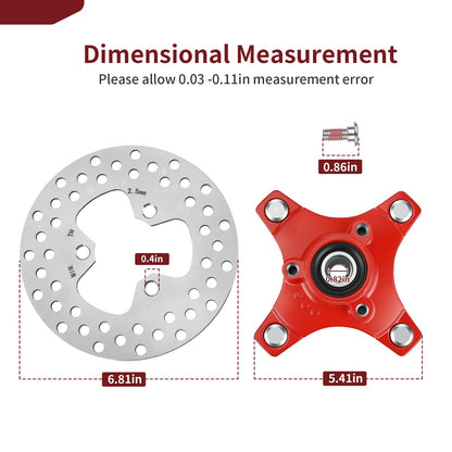 Red Wheel Hub with Brake Disc for Honda TRX400X (2009–2014)