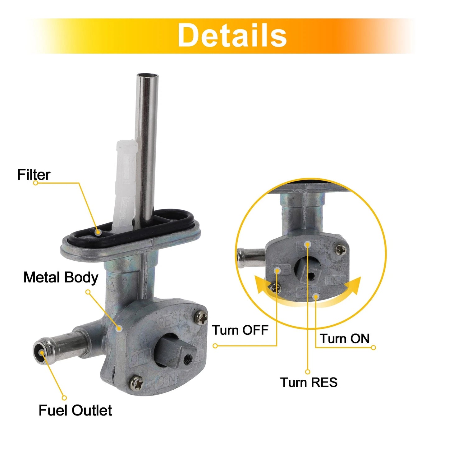 Fuel Valve Petcock Gas Tank Switch for Yamaha Kodiak 400 (1993–1999)