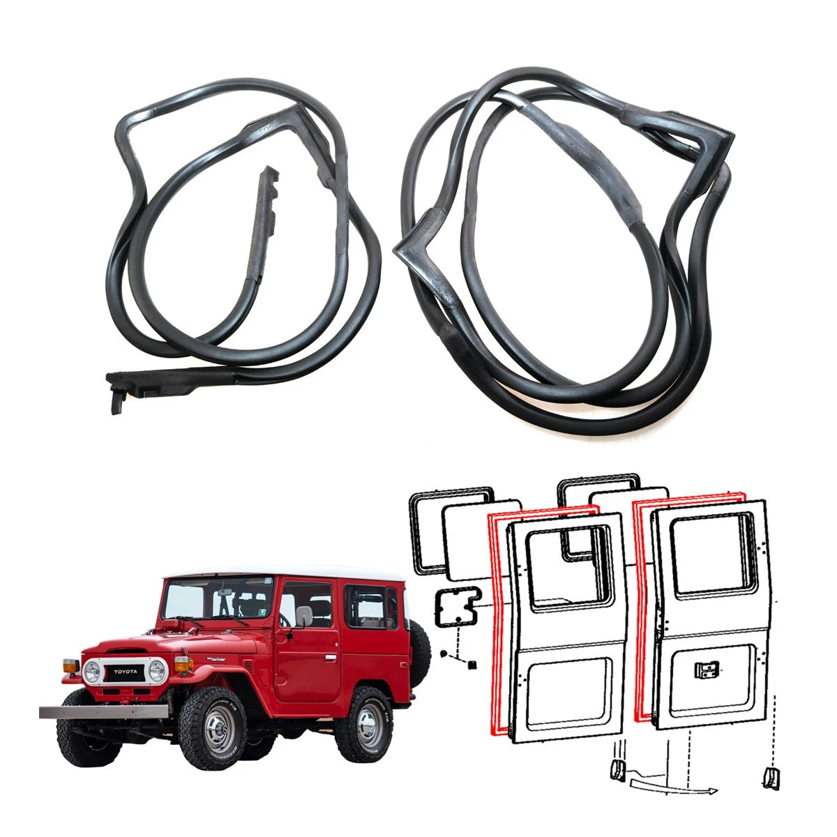 Back Door Weatherstrip for Toyota Land Cruiser J40 BJ44 FJ40 HJ45 (1960–1984)