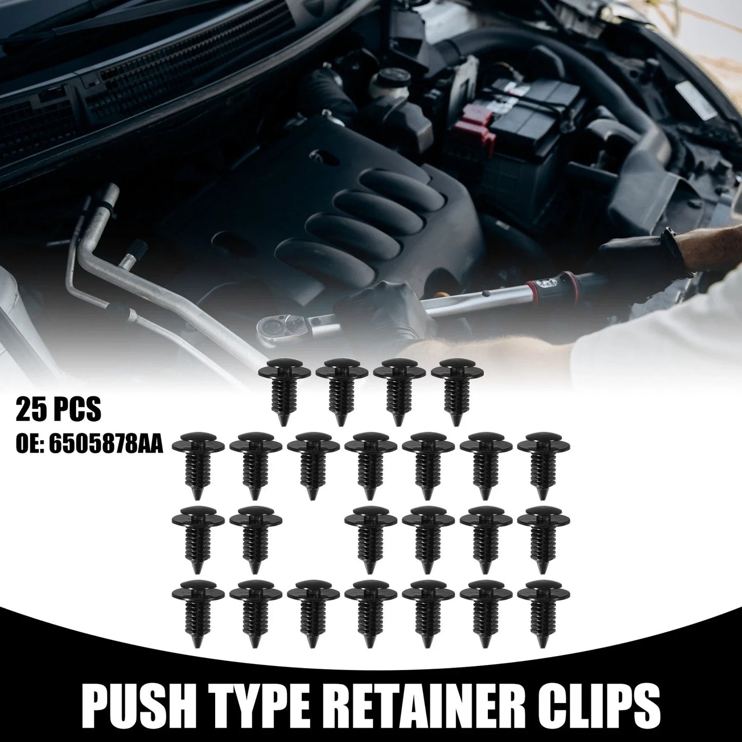 25 x Car Door Panel Clips for Dodge Ram 1500 (2001) - No.6505878AA, Black