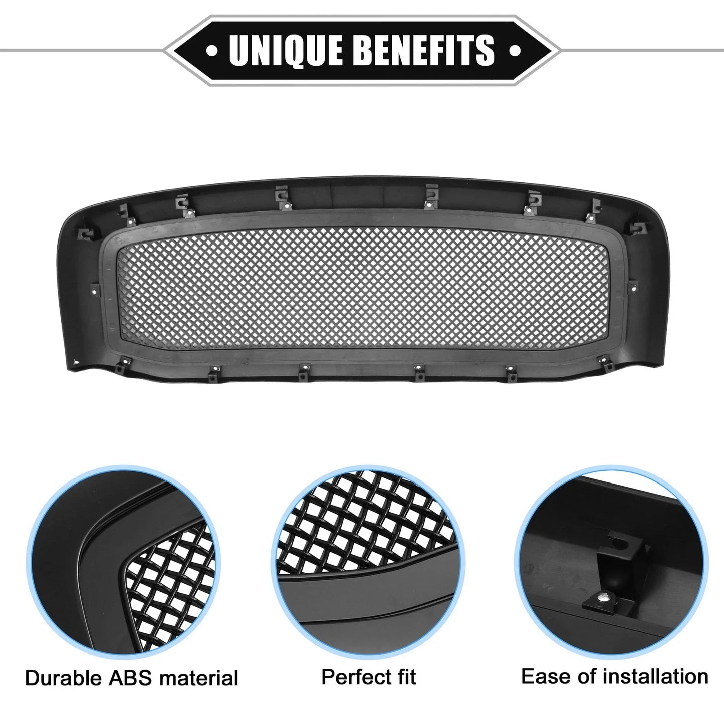 Grille Assembly for Dodge Ram 3500 2006-2009 Gloss Black