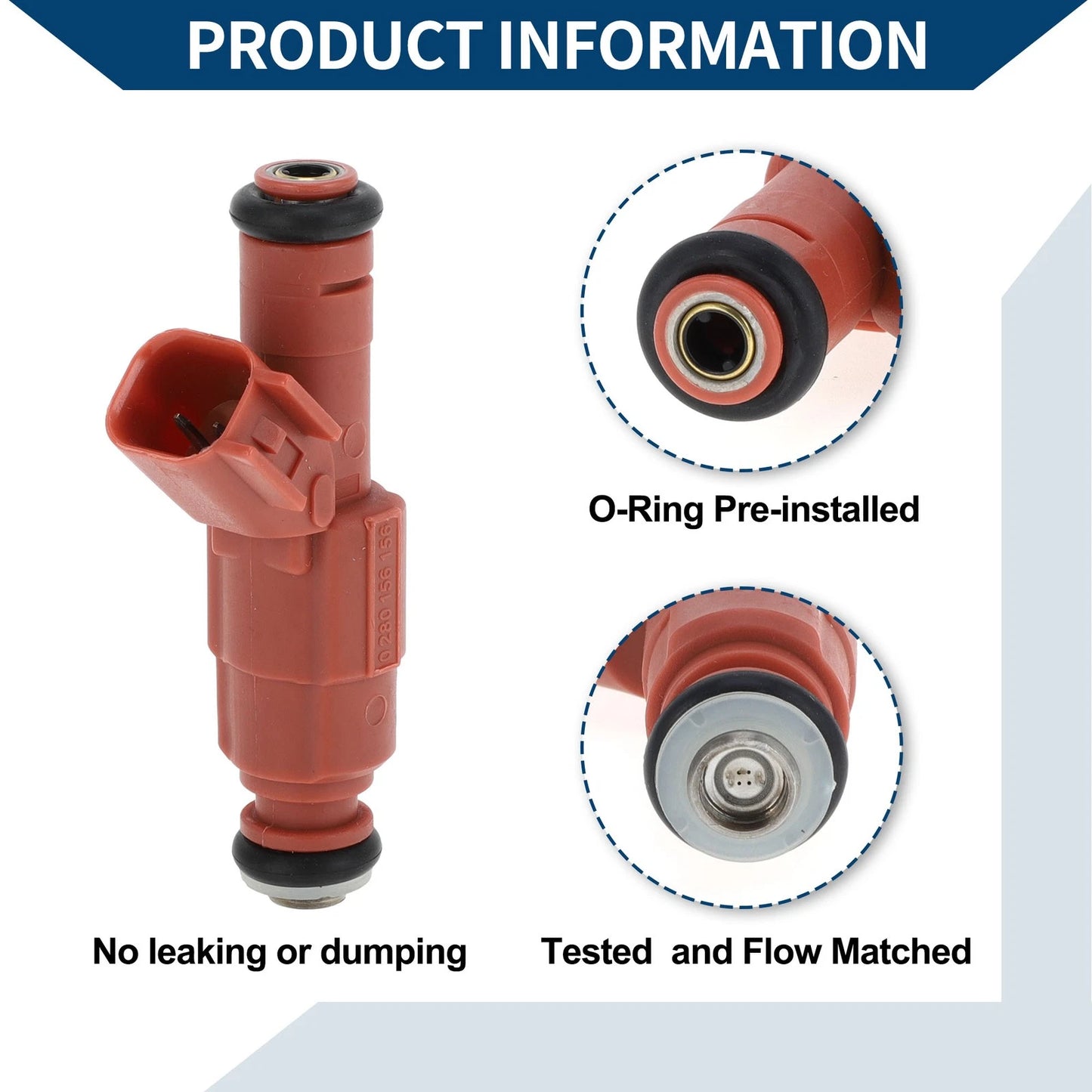 Fuel Injector No.0280156156/3M4G-BA for Mazda 6 (2003–2004) 1 Pc Red