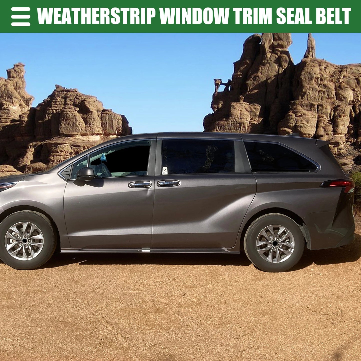 Set of 2 Rear Door Window Belt Weatherstrips for Toyota Sienna (2011–2020)