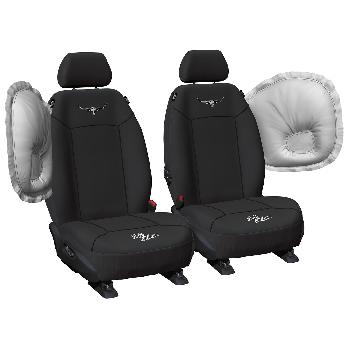 Set of 2 Black Canvas Front Car Seat Covers for Universal Fit