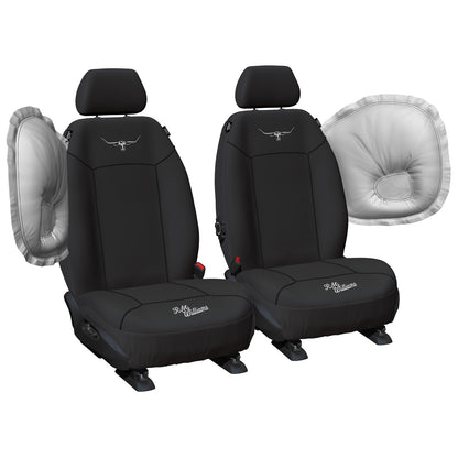 Set of 2 Black Canvas Front Car Seat Covers for Universal Fit