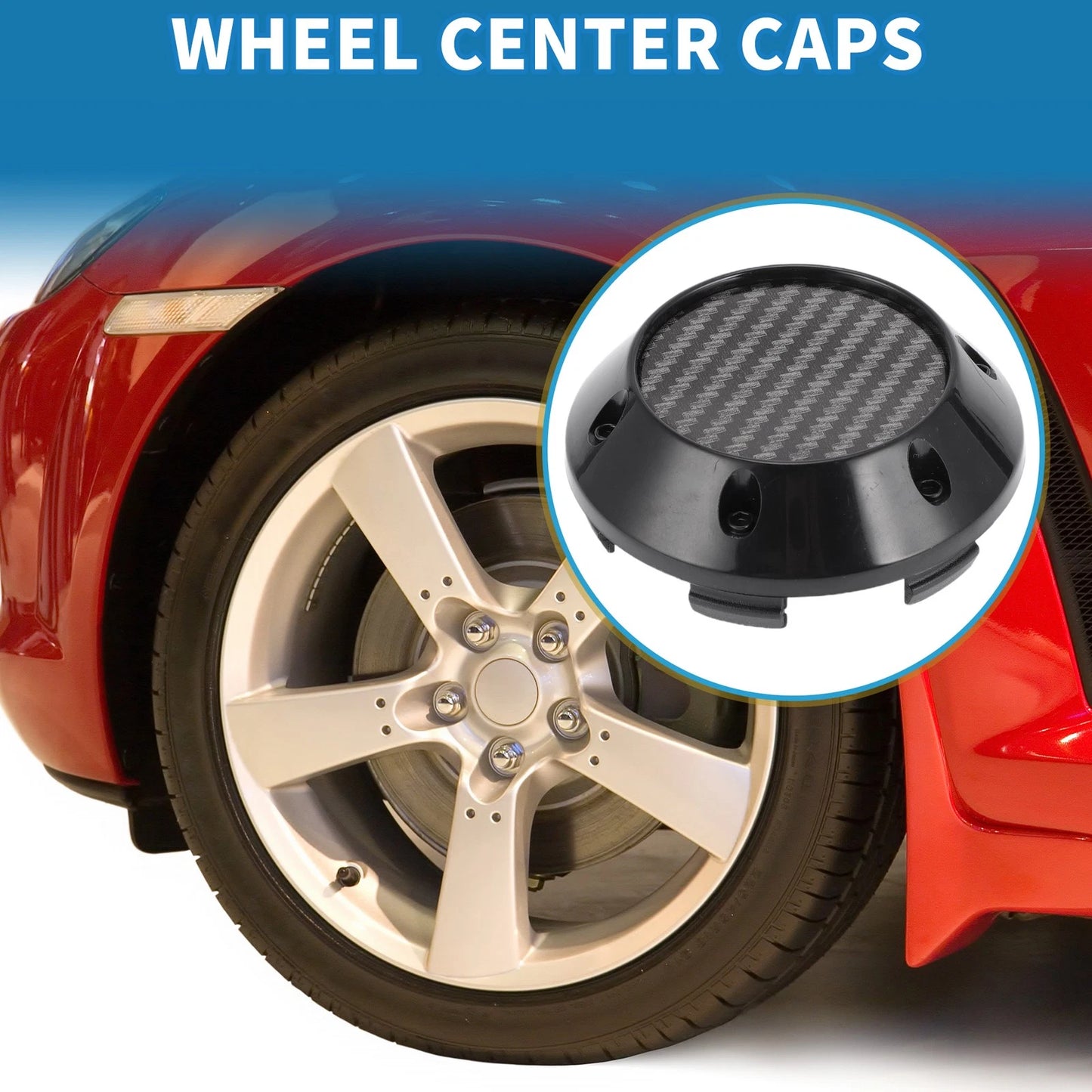 1 Piece 68mm Wheel Center Cap   - Black Carbon Fiber