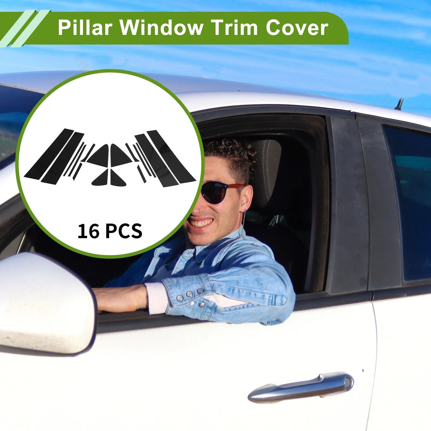 16 Pcs Pillar Window Trim for Chevy Cruze (2017–2021) Black