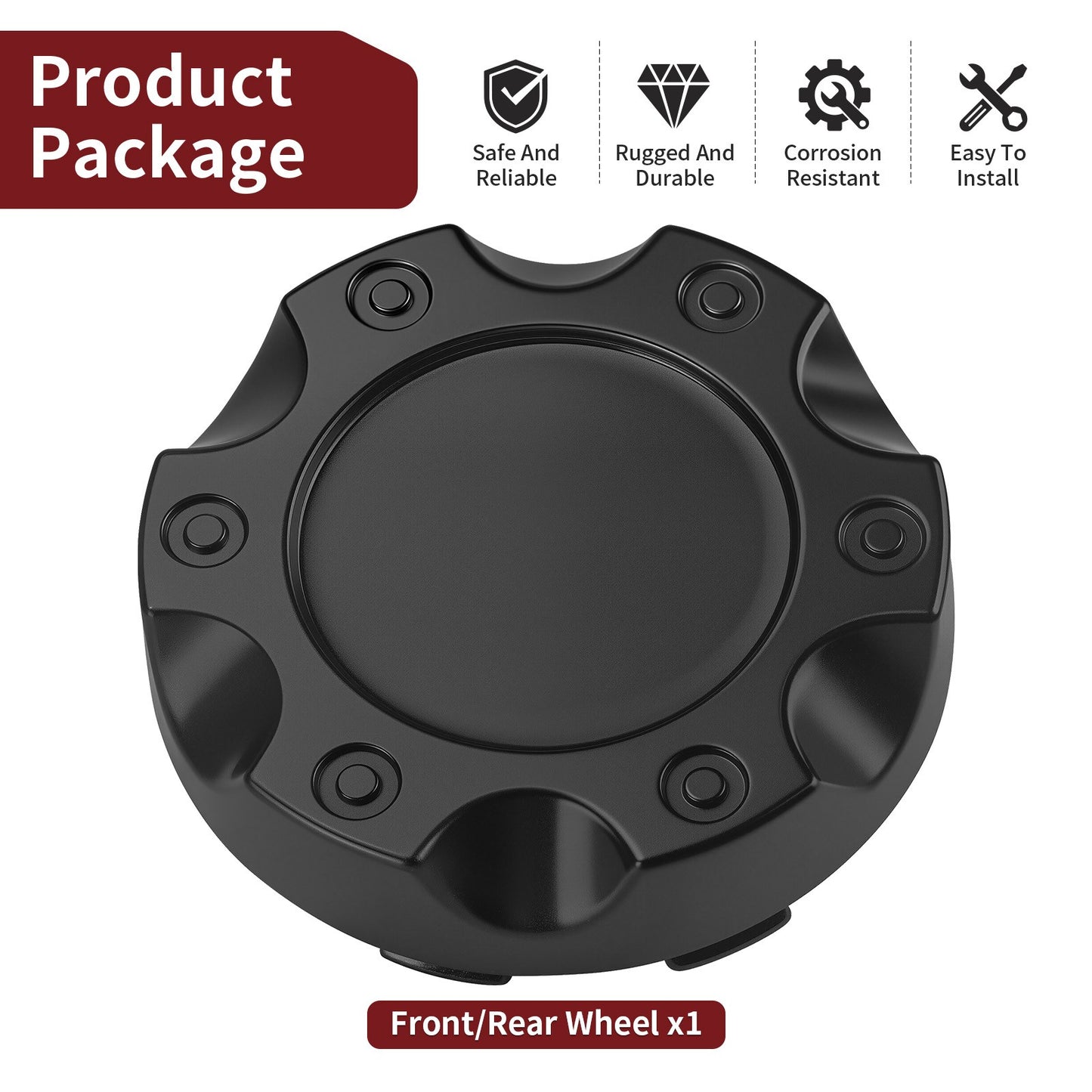 Set of 4 Black Rim Hub Caps for Polaris RZR XP 1000 (2017–2022)