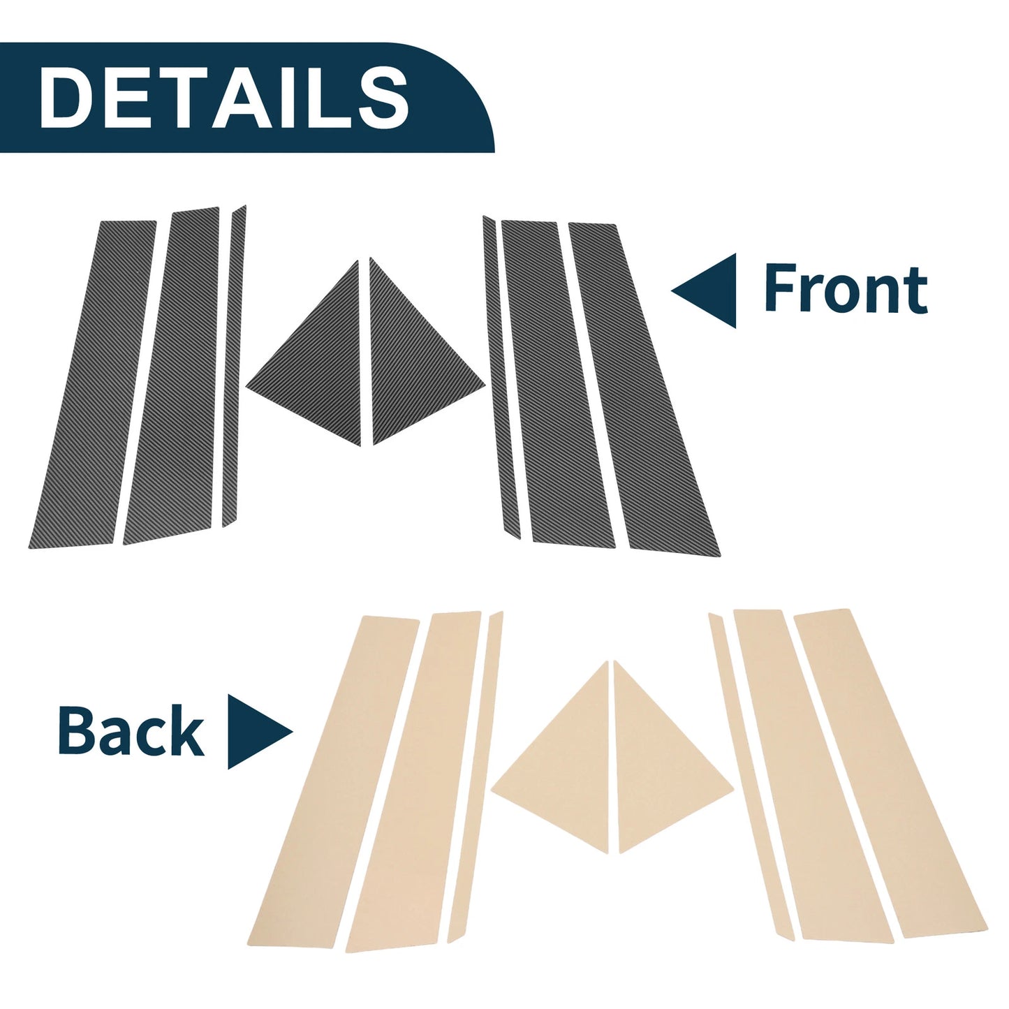 8 Pcs Door Pillar Window Trim for Toyota BZ4X (2022–2023) Carbon Fiber Black
