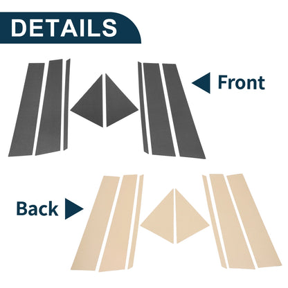 8 Pcs Door Pillar Window Trim for Toyota BZ4X (2022–2023) Carbon Fiber Black