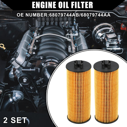 Set of 2 Engine Oil Filters No.68079744AB/68079744AA for Dodge Journey (2011–2013)