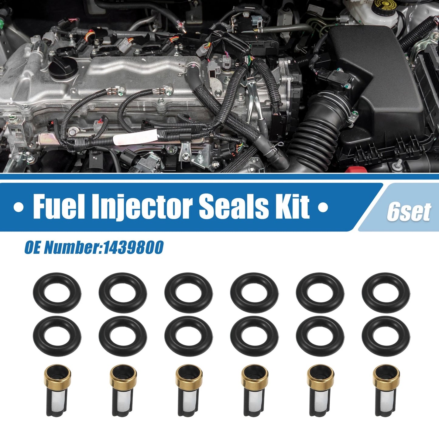 Set of 6 Fuel Injector O Rings Seals No. 1439800 for BMW X3 X5 (2004–2010)