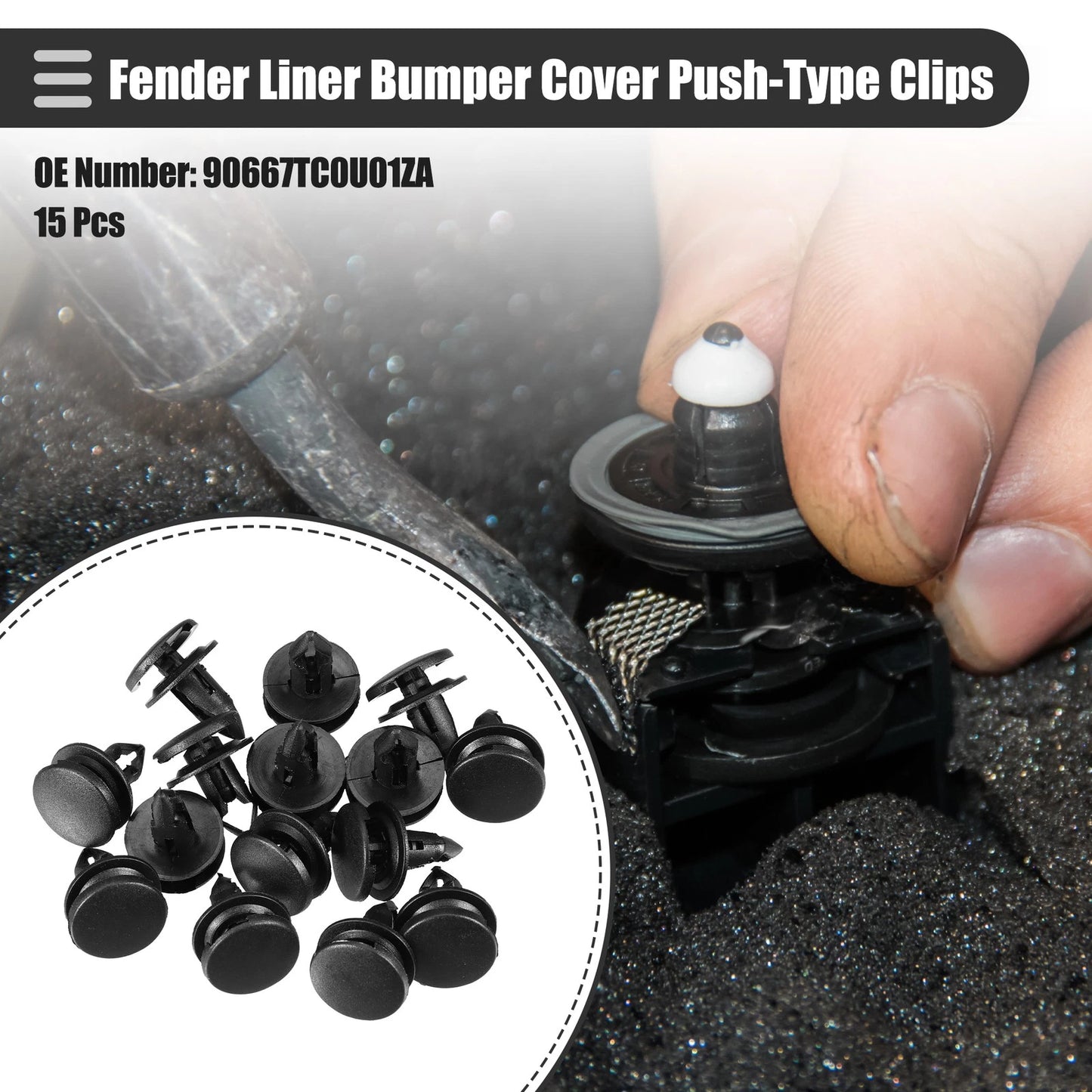 15 Pcs Fender Liner Bumper Cover Clips for Honda (No. 90667TC0U01ZA)