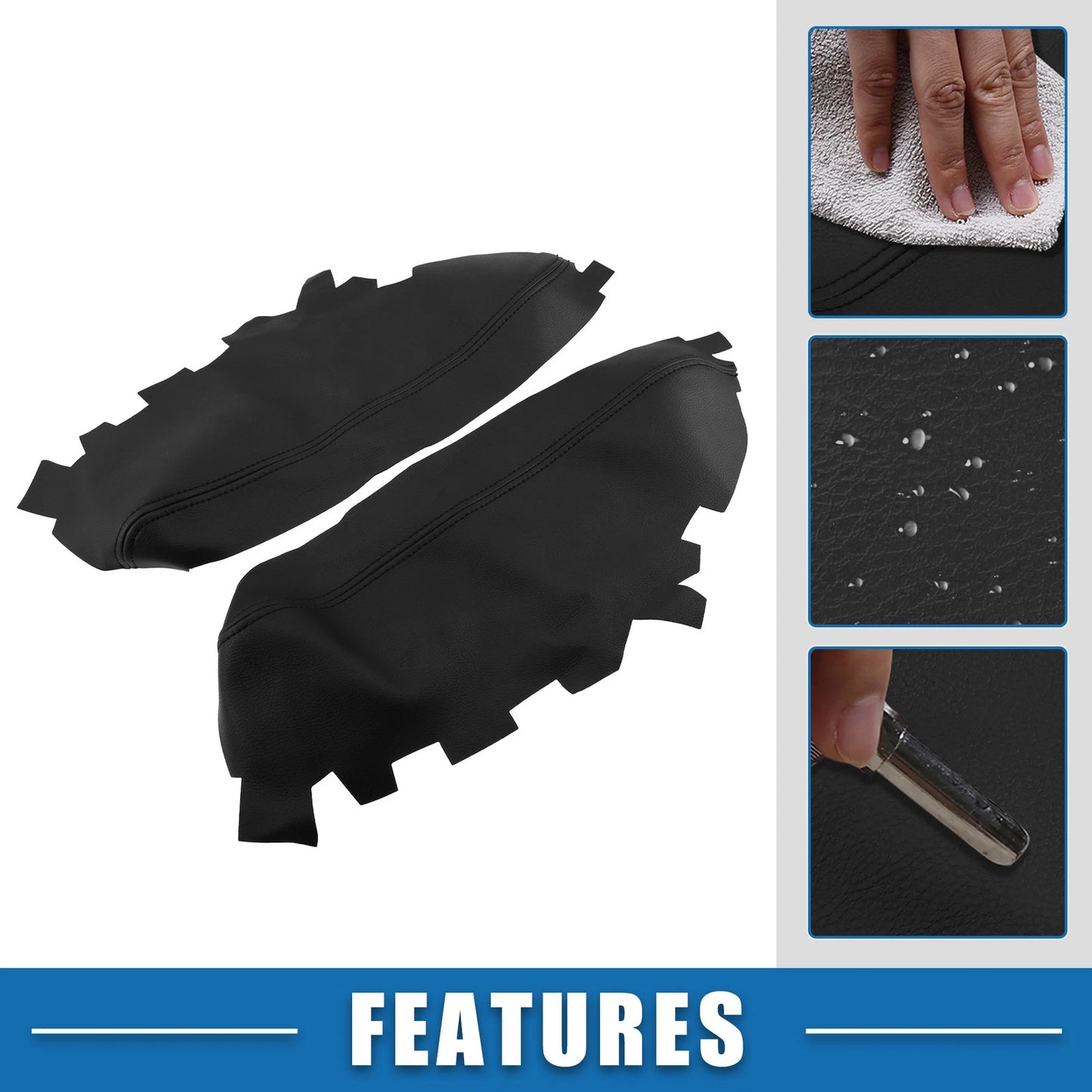 Set of 2 Front Door Panel Armrest Covers for Toyota Avalon (2013–2018) Black