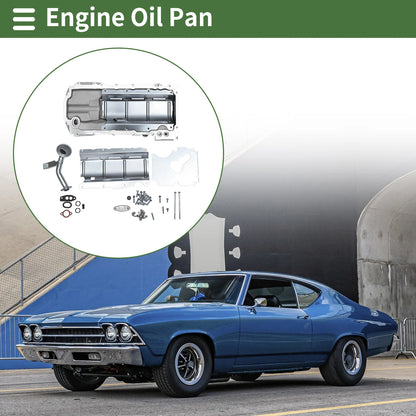 1 Pc Engine Oil Pan for Chevrolet Chevelle (1964–1968) No.81577 Aluminum Silver