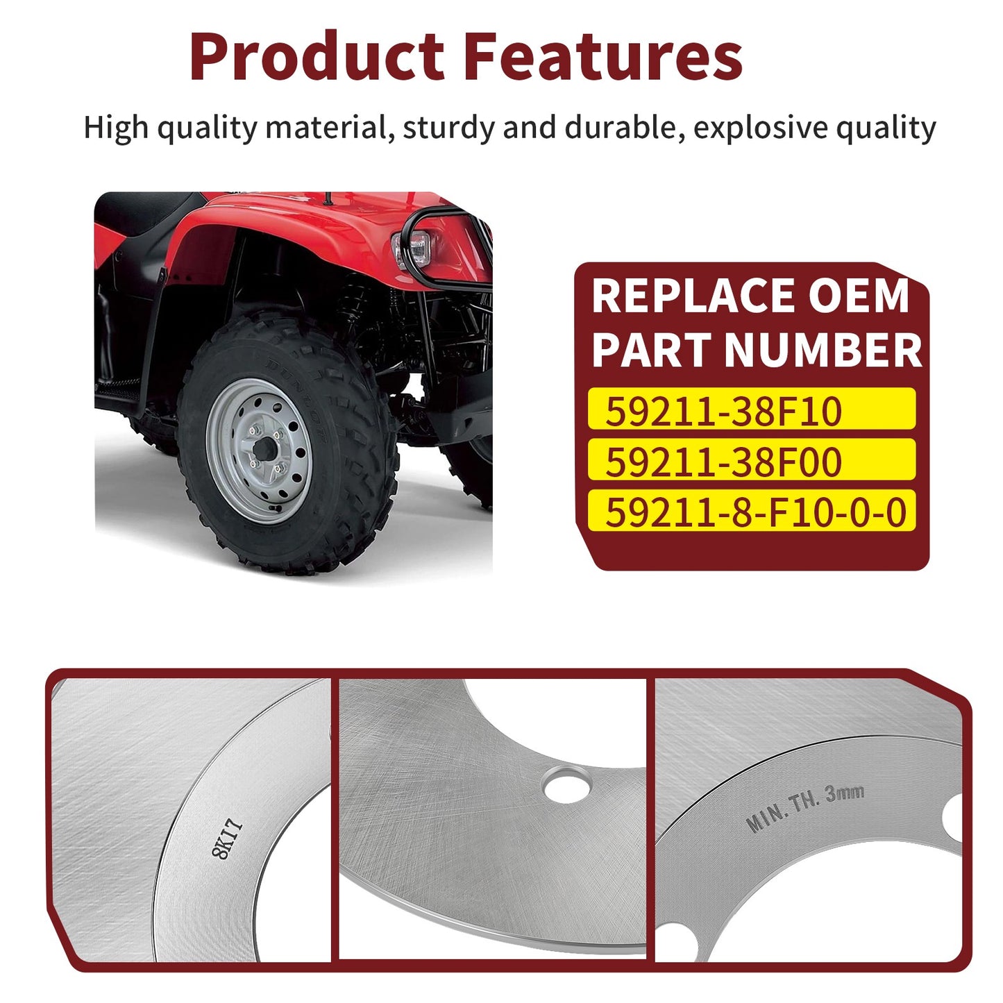 2X Front Brake Discs for Suzuki Vinson 500 (2002–2007)