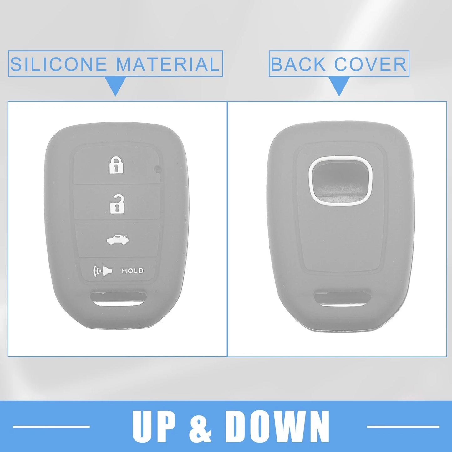 Smart Key Fob Cover Protector for Honda Civic Accord CR-V HR-V Gray (2 x)