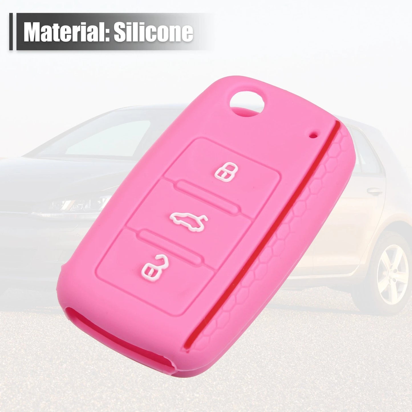 Pink Silicone Key Fob Shell for Volkswagen GTI CC (2010–2017)