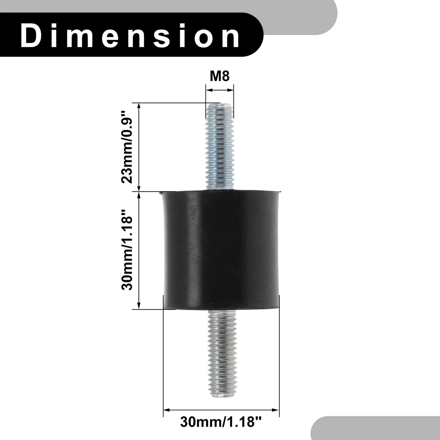 Set of 4 M8 Rubber Metal Vibration Isolator Mounts for Shock Absorber