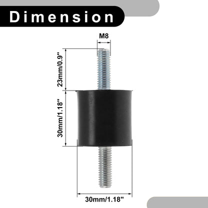 Set of 4 M8 Rubber Metal Vibration Isolator Mounts for Shock Absorber