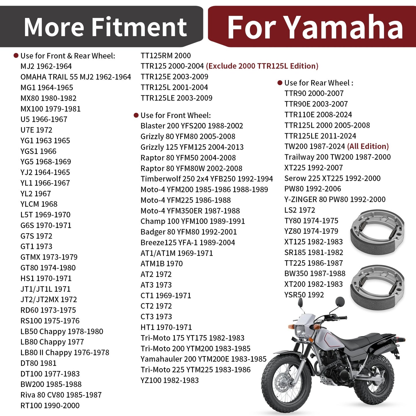 2X Brake Shoes Kit for Yamaha