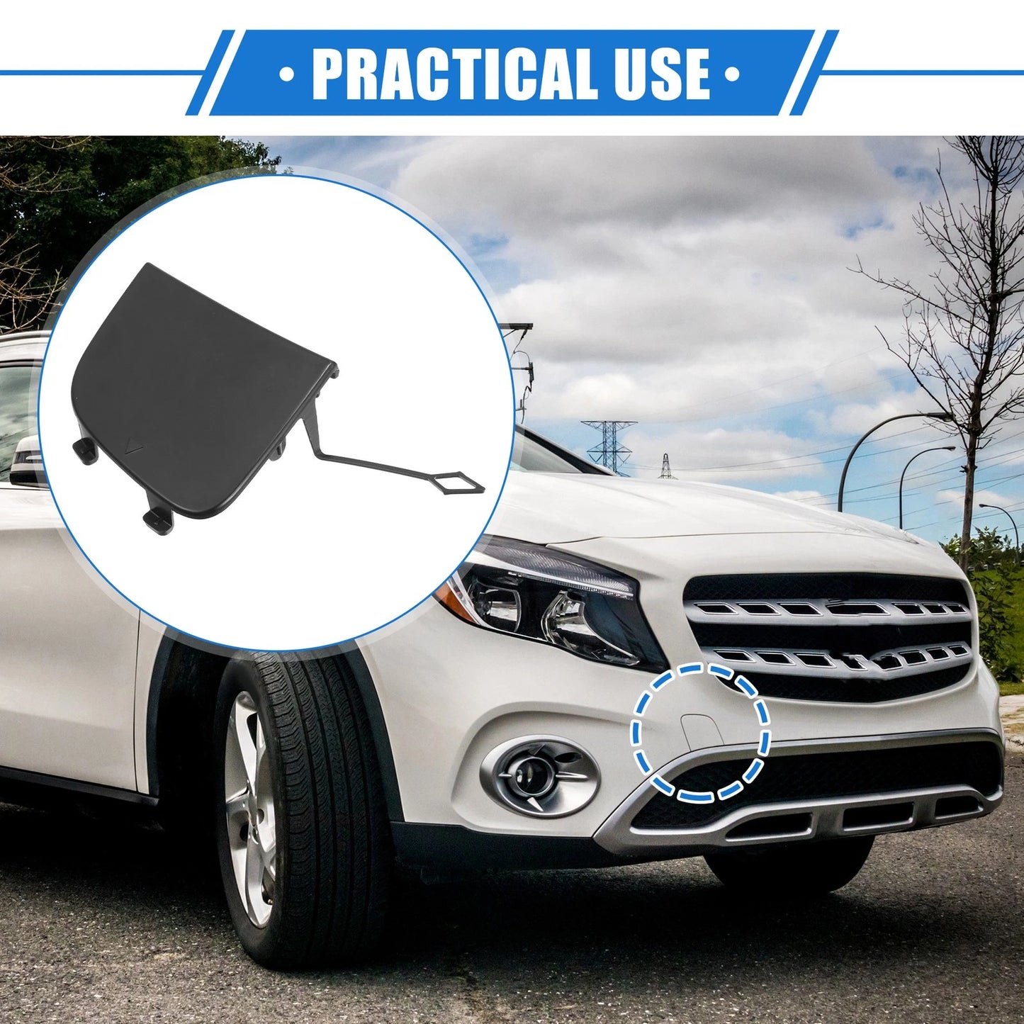 Tow Hook Eye Hole Cover Cap for Mercedes-Benz GLA 250 (2015–2020) Black