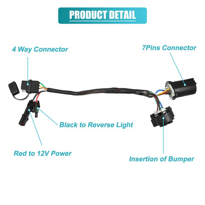 7 Pin to 4 Way Flat Trailer Wiring Harness for LED Tailgate Light Bar