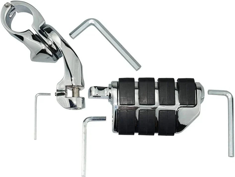 Chrome Motorcycle Foot Pegs for Harley (Fits 1.25" Bars)