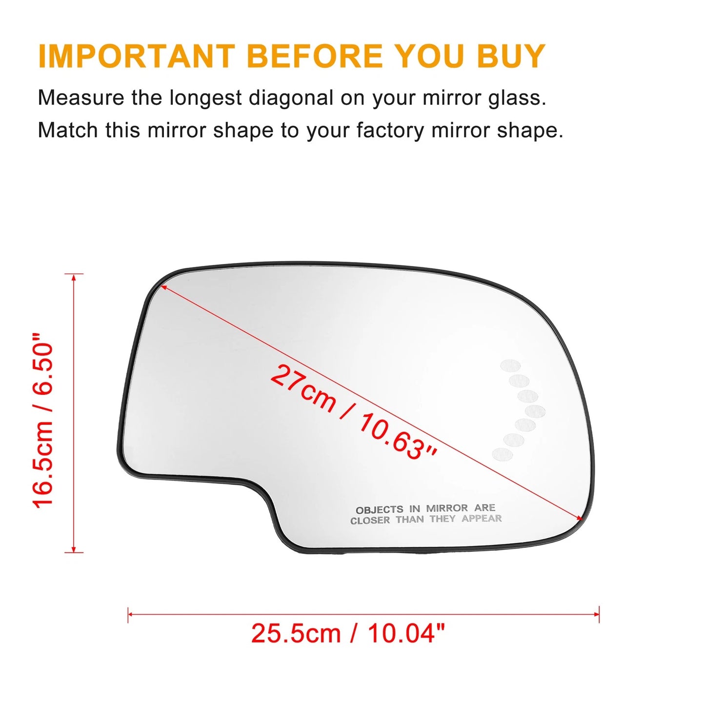 Right Rearview Heated Mirror Glass for Chevy Silverado Avalanche Suburban (2007–2014)