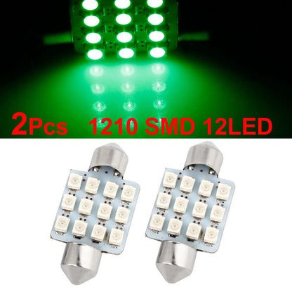 2X 36mm 12LED Green Festoon Map Light for Various Models (1210, DE3021, 3425)