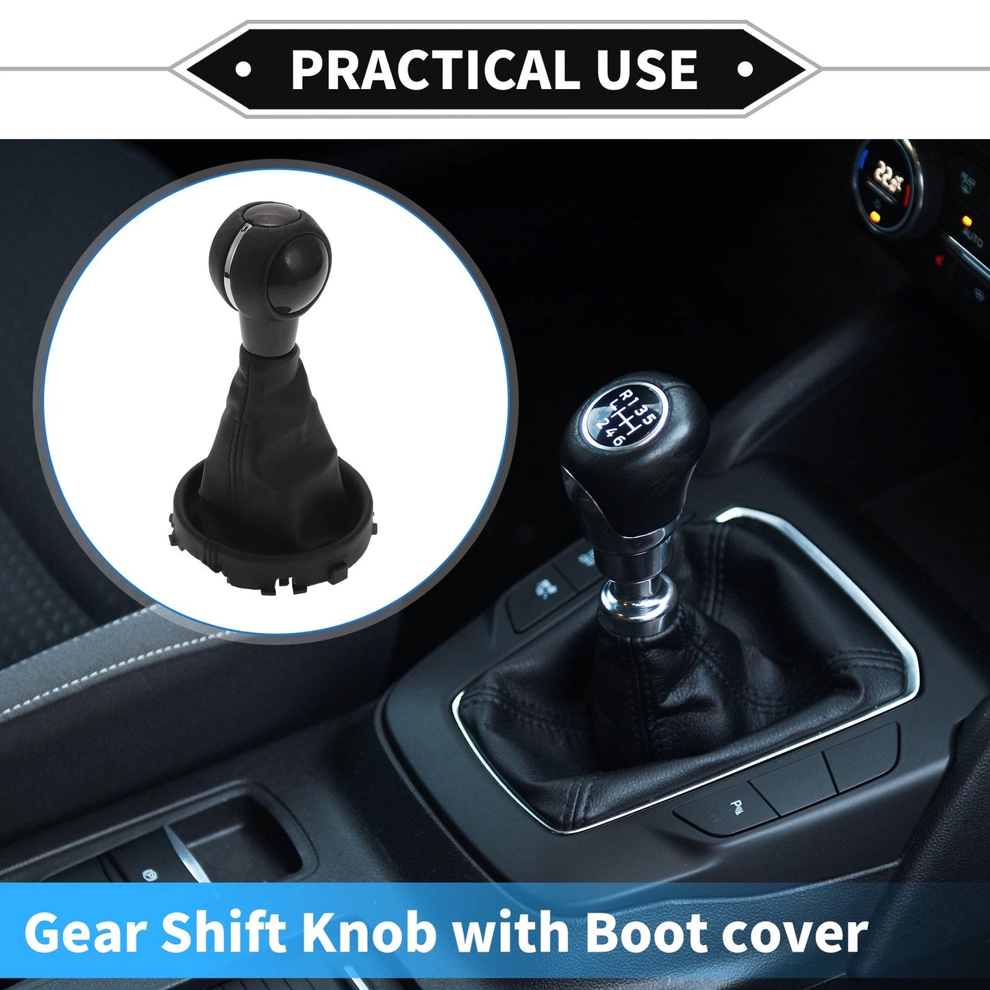 5 Speed Manual Shift Knob with Boot Cover for Mini Cooper F55 F56 (2014–2023)