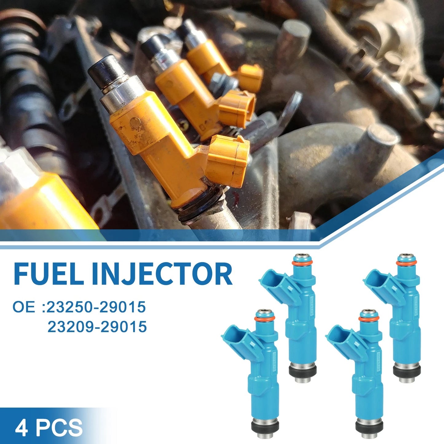 Set of 4 Fuel Injectors No.23250-29015 for Toyota Yaris (1999–2005) 1.0L 1.3L