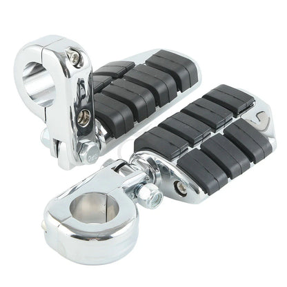1 1/4" Wing Footpeg Pegs Mount Clamps for Harley Yamaha Chrome
