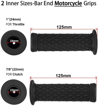 Red Motorcycle Gel Hand Grips 7/8in for Sports Bike