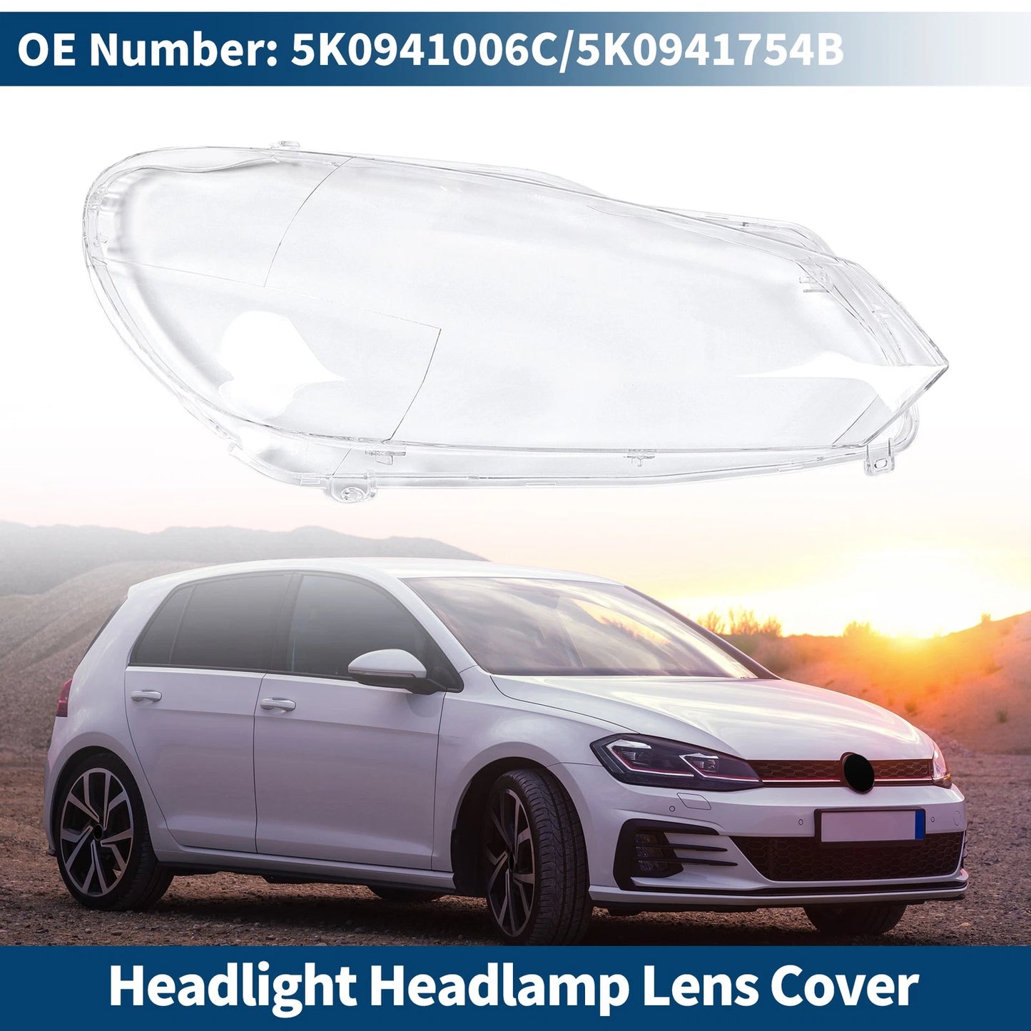 1 Pc Headlight Lens Cover for VW Golf (2006–2010) No. 5K0941006C Clear