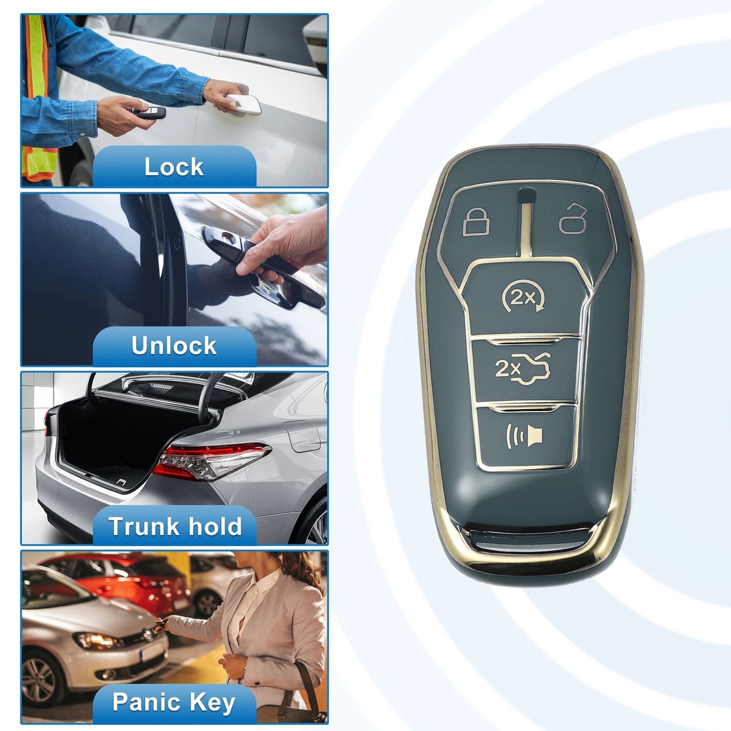 TPU Remote Key Fob Case Cover 5 Button for Ford Fusion F150 (2013–2020)