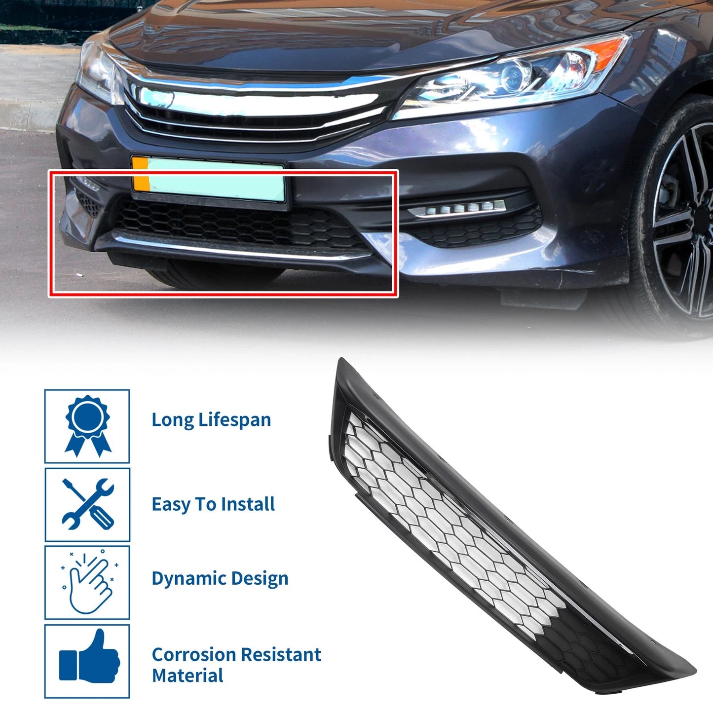 Front Lower Bumper Grille for Honda Accord (2016–2017) No. 71152T2FA50