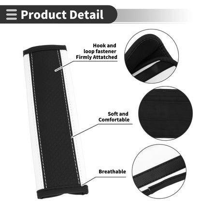Set of 2 Faux Leather Seat Belt Cover Pads for Universal Fit (24cm)