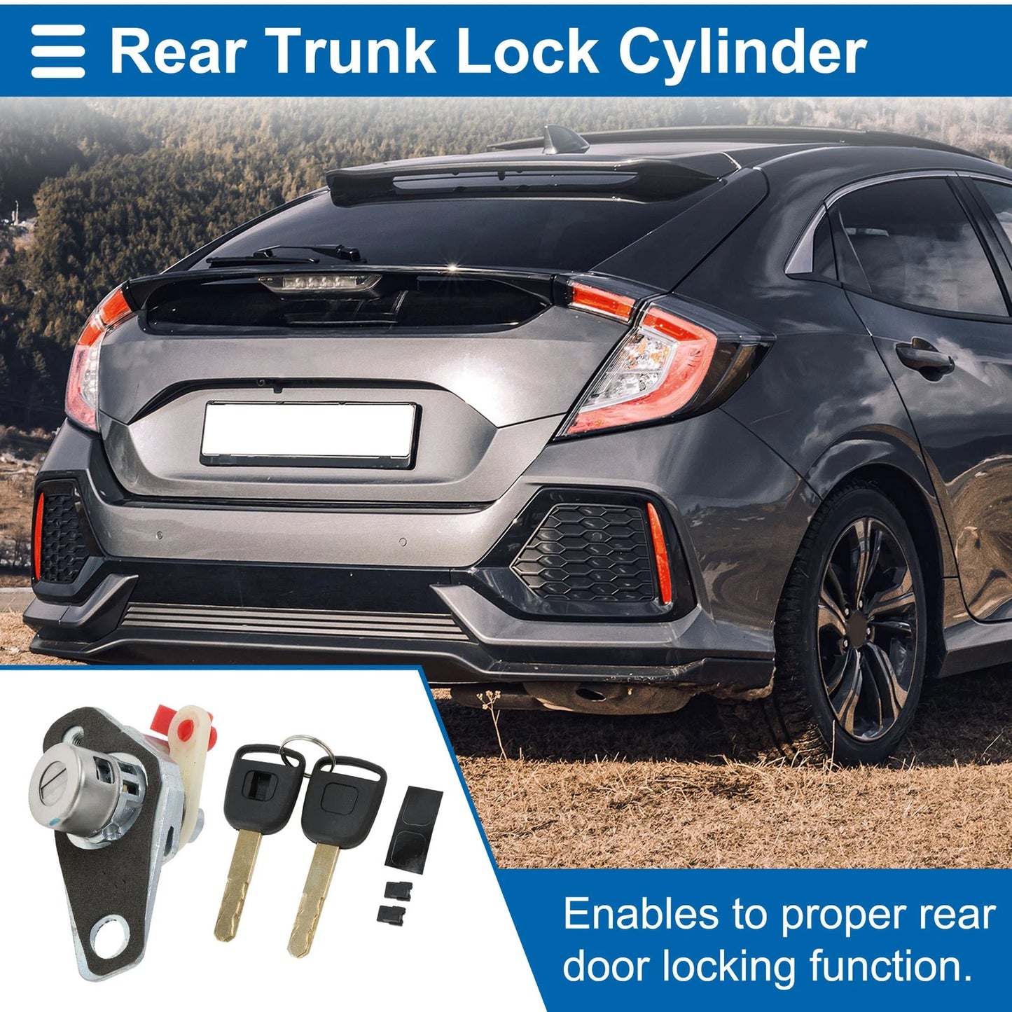 Trunk Lock Cylinder Set with 2 Keys for Honda Civic